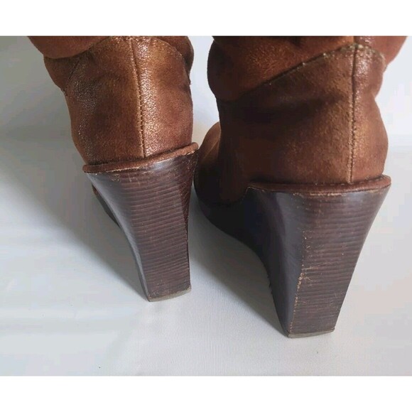 Michael Kors Calista Vicuna Distressed Suede High Knee Faux Fur Boots Size 7.5M - Picture 8 of 12